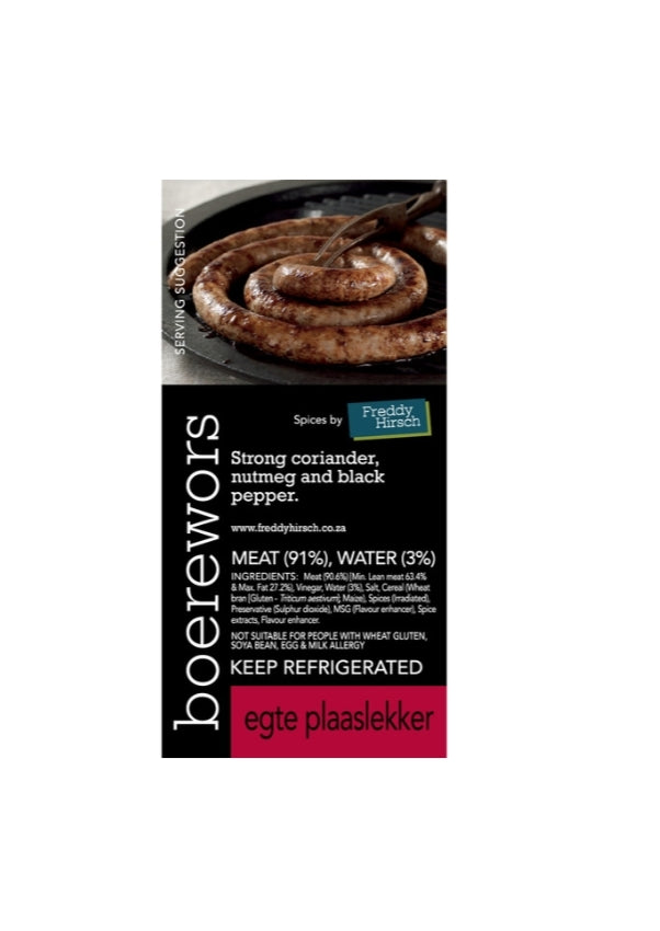 Freddy Hirsch Boerewors Egte Plaaslekker 1.1 kg